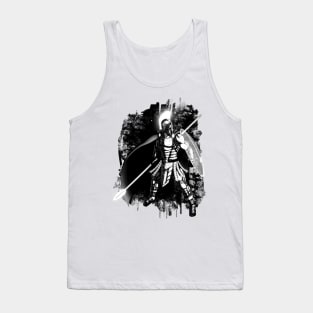 Futuristic Cyber Spartan Black and White Tank Top